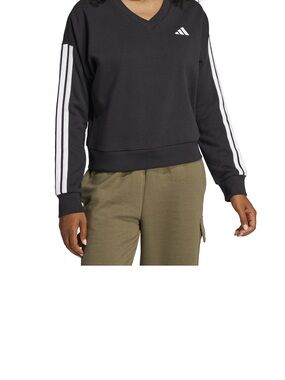 Women's Essentials 3-Stripes French Terry V-Neck Sweatshirt